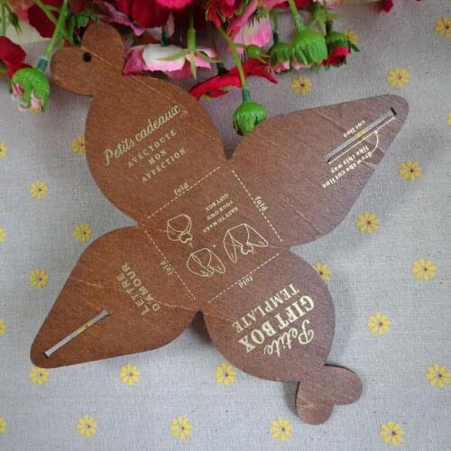 5pcs Gift Box Retro Wood Template Craft Paper box Template, Heart Gift box maker for Craft Working Painting Supplies