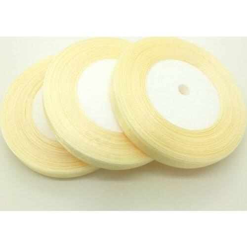 50Yards/roll 3/8" 10mm Cream Organza Ribbon Bow Hair Wedding Christmas Decoration Lace Crafts