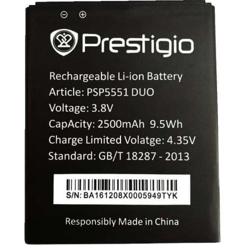 2500mAh Replacement Battery For Prestigio Grace S5 LTE PSP5551DUO PSP5551 DUO Bateria Batterie Cell Phone Battery