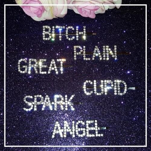 Crystal Letters Hair Accessories Blingbling Word Hair Clips Rhinestone Bobby Pins Wholesale