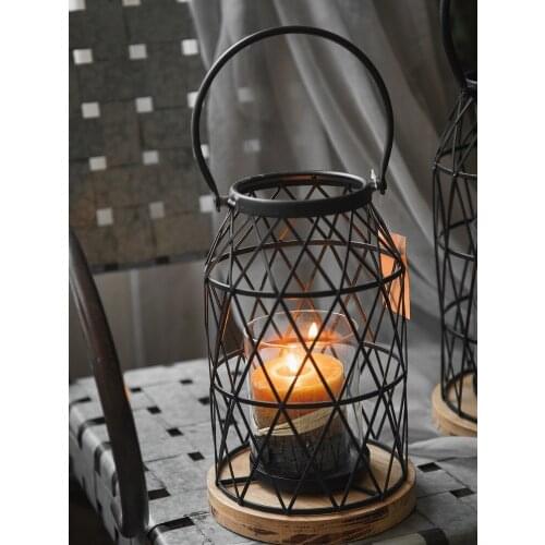 American Hanging Windproof Candlestick Outdoor Glass Lantern Home Decore Candle Holders Wedding Decoration Table Centerpieces