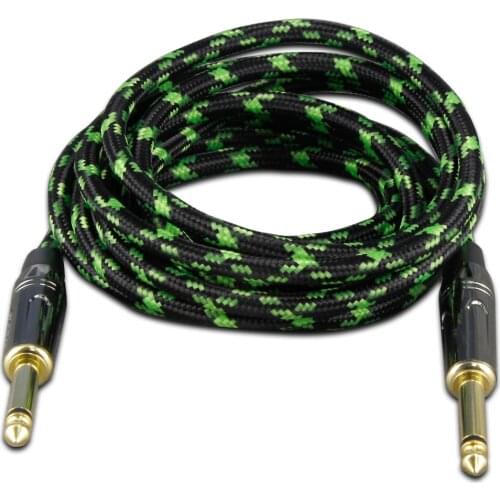 FLEOR 1/4'' 6.35mm Guitar Audio Cable Musical Instrument Cable Nylon Braided 3m 10Feet for Electric Guitar Bass