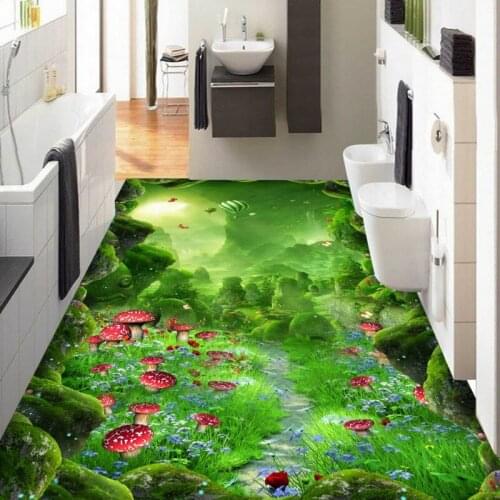Free shipping custom floor Virgin forest fantastic forest path 3d flooring waterproof self-adhesive photo wallpaper mural