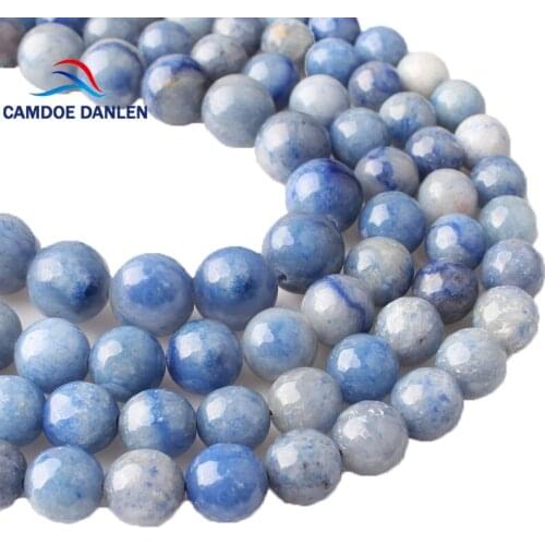 CAMDOE DANLEN Natural Gem Stone Beads Faceted Blue Aventurine Dumortierite 6/8/10/12mm Fit DIY Material Beads For Jewelry Making