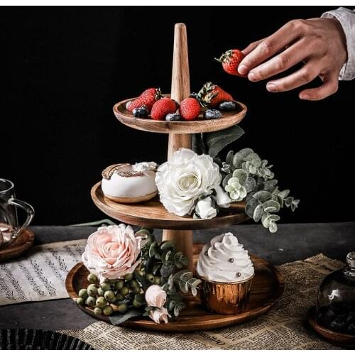 Japanese Style Wooden Cake Shelf Multi-Layer Fruit Cake Rack Wedding Birthday Shelf Tray Dessert Storage Rack