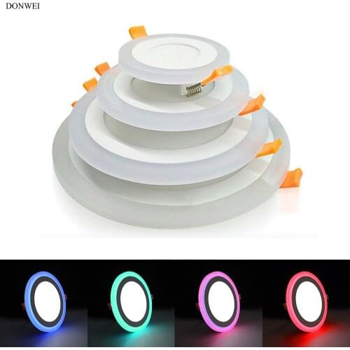DONWEI Home Decoration Round Double Color LED Panel Light Ceiling Lights Ultra-thin 6W 9W 16W 24W Panel Lamp for Living room