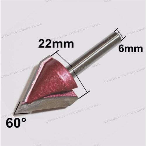 6mm*22mm*60degrees,Freeshipping CNC solid carbide 3D End Mill,tungsten steel woodworking insert router bit,wood tools,3D V Bit