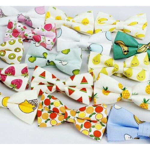 Brand New Men Bow Tie Sweet Fruits Print Cotton Bowtie For Man Casual Gravata Borboleta Butterfly Cute Casual Neck Ties Yellow