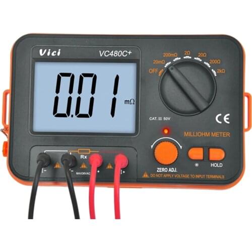 3 1/2 Digital Milli-ohm Meter VC480C+ LCD Backlit 4 Wire Test Low Resistance Multimeter 6 Ranges Accuracy Measurer VICI Brand