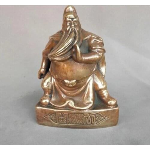 Chinese pure brass the duke guan handicraft statue
