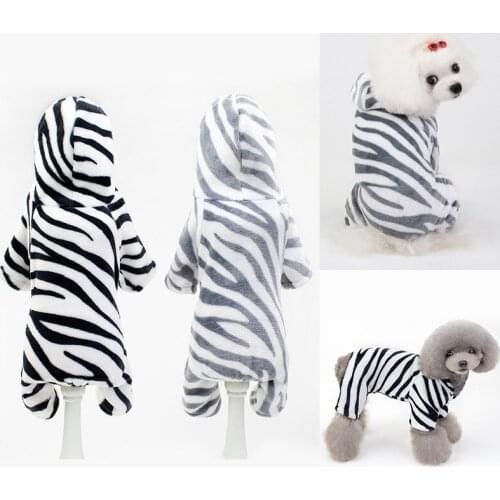 Jumpsuit for Dogs Autumn Winter Dog Four-legged Clothes Small Teddy Clothes Striped Jumpsuit Sweater Zebra Dog Costumes Pajamas