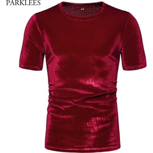 Red Velvet Flannel Tshirt Men 2021 Brand New Short Sleeve Slim Fit Casual Streetwear T-shirt Male Hip Hop Swag Velour Tees Tops