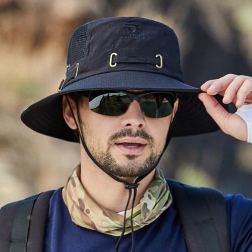 Summer Fishing Hats Men Hiking Cap Anti-UV Sunshade Breathable Male Fisherman Bucket Hat Waterproof Quick Dry Beach Cap