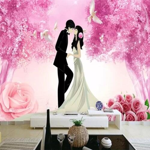Fashion romantic couple simple TV background wall professional production mural photo wallpaper can be customized