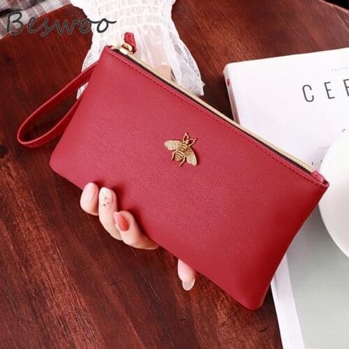 Fashion 2021 Womens Wallet Leather Solid Large Capacity Coin Purse Wristlet Zipper Mobile Phone Bag Female Long Wallets Clutch