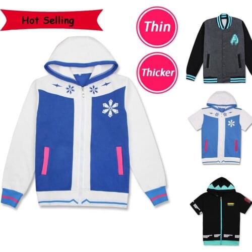 Anime Vocaloid Miku Men and Women Cotton Cardigan Zipper Hooded Cosplay Hoodies Sweatshirt Harajuku Winter Jacket Christmas Gift
