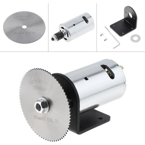 24V 555 50 / 60Hz Motor Table Saw Kit with Ball Bearing Mounting Bracket and 60mm Saw Blade for Cutting / Polishing / Engraving