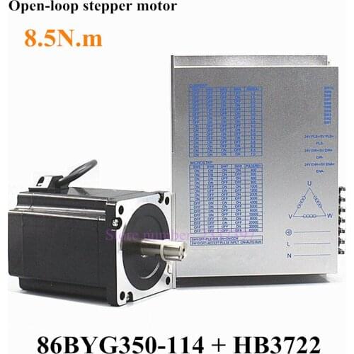 New Hybird 3 Phase Nema 36 Stepper Motor kit 8.5N.m 3.2A 86mm Step Motor 86BYG350-114 & AC110V/220V Digital Motor Driver HB3722