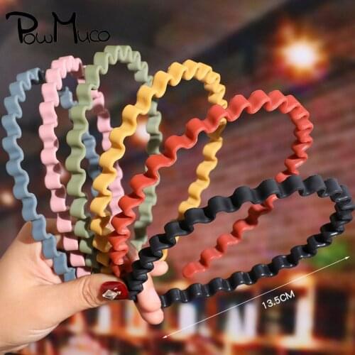 Powmuco Solid Color Plastic Hair Hoop Fashion Wavy Hairband Antiskid Sport Headband Styling Tools Women Clothing Accessories
