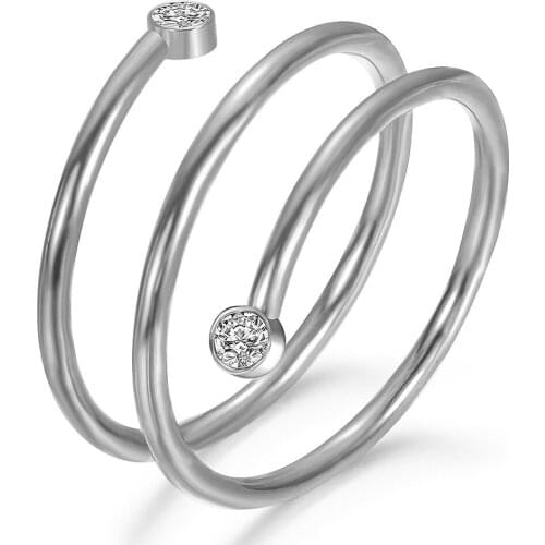 Simple Circle Ring for Woman Girl Crystal Tail Band Ring Single Party Cocktail Finger Charm Trend Jewelry