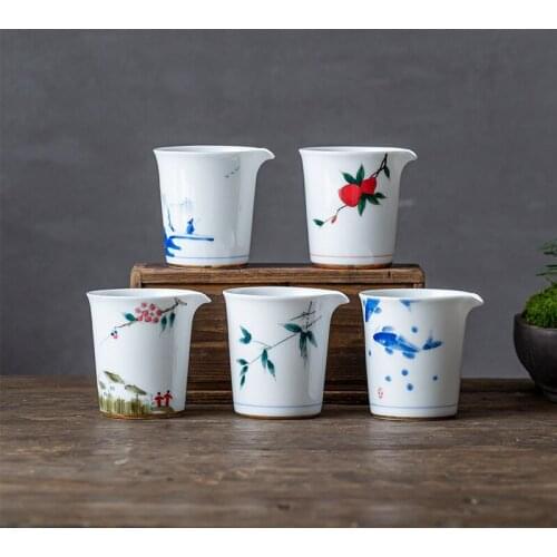 Hand-Painted Pitcher Fair Cup Single Cup Tea Seiko Tea Ware Ceramic Kung Fu Tea Set Accessories Creative Public Cup Chahai