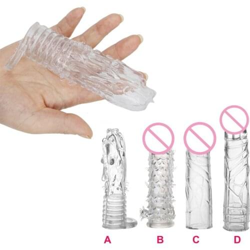Sex Toy Adult Penis Vibrating Condoms Enlargement Men Reusable Cock Condom Vibrator Full Cover Penis Sleeve Sex Toys For Couples