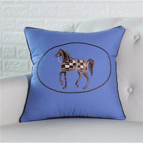 45x45cm blue embroidered cushion cover sofa vintage horse/floral/geometric pillowcase sofa decorative cushion pillow cover