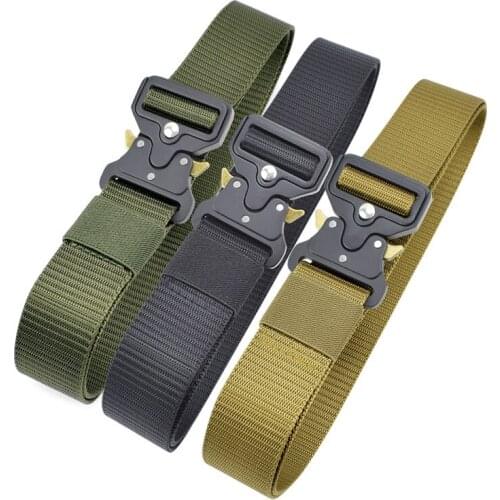 Tactical Waist Belt Metal Buckle Adjustable Heavy Duty Nylon Military Training Waist Support Hunting Wargame Airsoft Combat Belt
