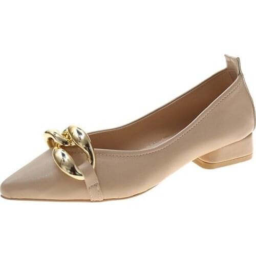 Elegant Women Pumps Fashion Single Shoes Personality Style Design Thick Chain Decoration Women 2021 New Gothic Women Shoes