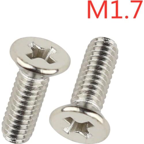 M1.7*3/4/5/6/8/10 Countersunk head flat philips screw machine screws steel nickel plated KM1.7