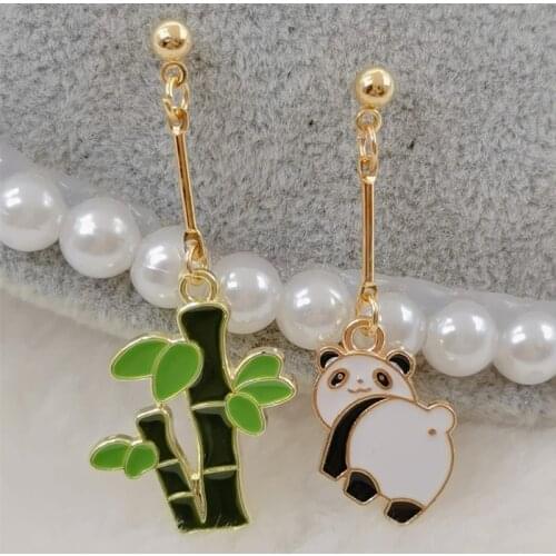 Funny panda animal shape earrings cute enamel girl fun modern earrings ladies party daily earrings interesting and unique ideas