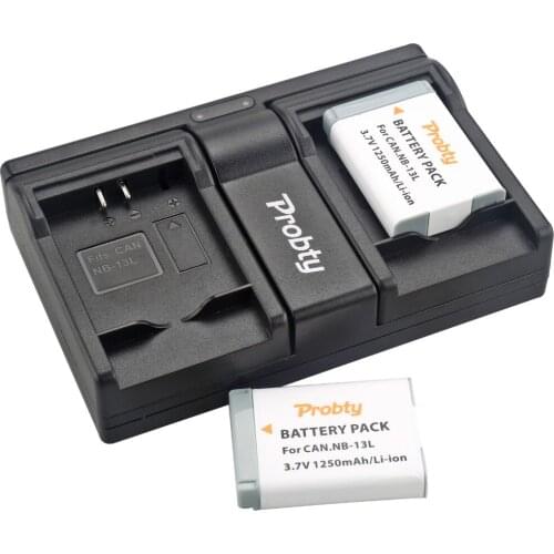 2Pcs Probty NB-13L NB 13L Battery + USB Dual Charger for Canon PowerShot G5 X G7 X G7 X Mark II G9 X SX620 HS SX720 HS Camera