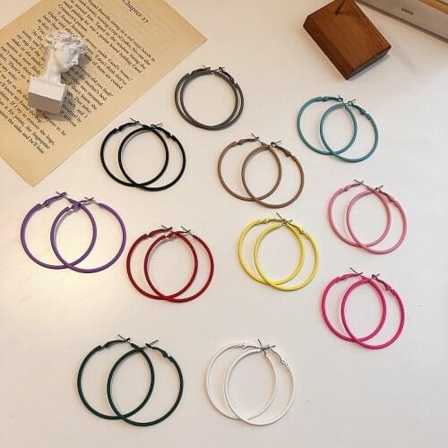 Origin Summer Trendy Resin Hoop Earrings Bright Color Thick Acrylic Round Earrings for Women Pink Green Orange Yellow Earring