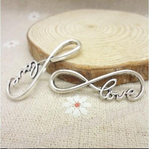 45 pcs Vintage Charms alphabet LOVE Connector Pendant Antique silver Fit Bracelets Necklace DIY Metal Jewelry Making