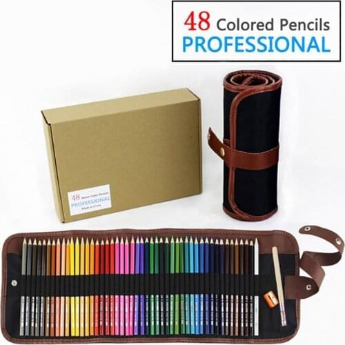 48 Colour Watercolour Pencil Set Professional Artist Grade High Quality With Pencil Holder Sharpener & Brush