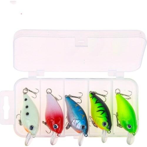 5pcs/box 5.5mm 7g Swim Fish Fishing Lure Artificial Hard Crank Bait Topwater Wobbler Mini Fishing Crankbait Lure Fishing Tackle