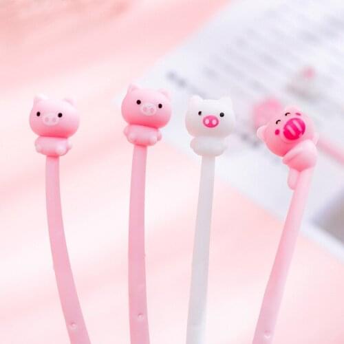 60pcs/set South Korea Cartoon Pig Gel Pen Wholesale Cute Student Examination Sign Pen Wholesale Stationery Cute Animal Pen