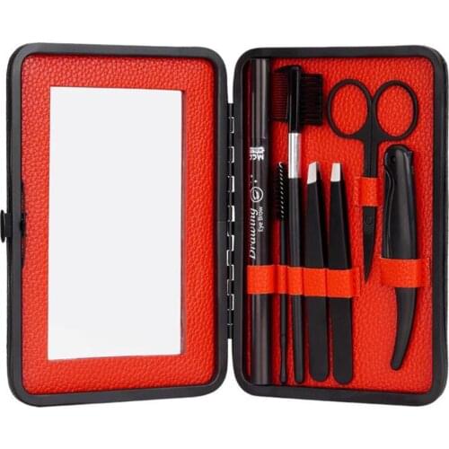 7PCS Portable Men Eyebrow Trimming Set Eyebrow Trimmer Pencil Comb Brush Clip Scissors Trimming Tools Beauty Makeup Set