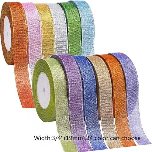 3/4”25YClorful onion Metallic Glitter Ribbon for Holiday Wedding Birthday Party Decoration Gift Wrapping
