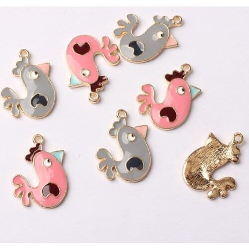 Zinc Alloy Enamel Charms Mini Cute Chicken Charms 24mm 10pcs/lot For DIY Jewelry Making Finding Accessories
