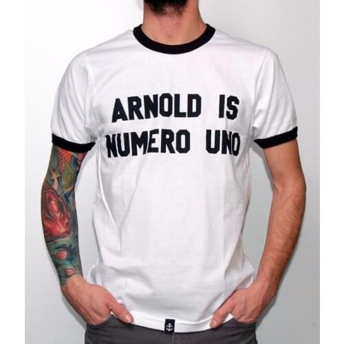 ARNOLD IS NUMERO UNO T-Shirt Men Casual White with black edge tees Fashion Clothing tshirt summer style outfits-J730