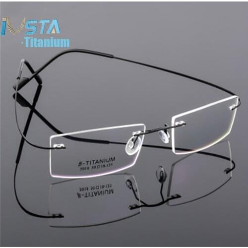 IVSTA Beta-Ti Titanium Glasses Square Designer Brand Style Flexible Memory Metal Rimless Prescription Frame Men Optical Myopia