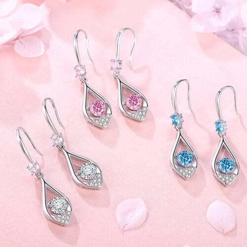 Exquisite Simple Water Drop Shape Dangle Earring Elegant Women Inlay Zircon Silver Color Earring Charm Women Cocktail Jewelry