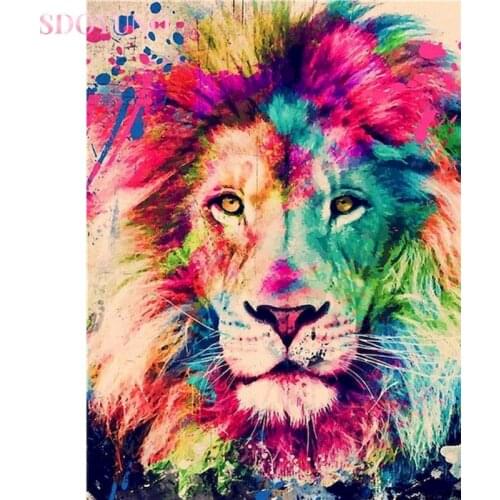 SDOYUNO Paint By Numbers For Adults Animal Lion Pictures By Numbers Diy Oil Painting By Numbers 40x50cm Home Decor