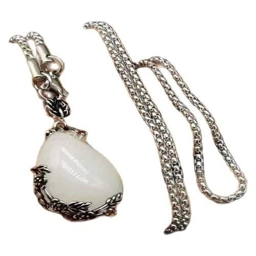 Chinese old Tibetan silver inlaid Agate Pendant