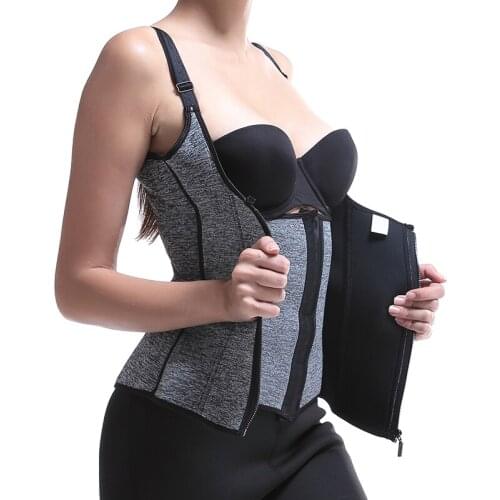 Women Waist Trainer Corset Zipper Vest Body Shaper Cincher Tank Top with Adjustable Straps Strong Tummy Back Control Shapewear