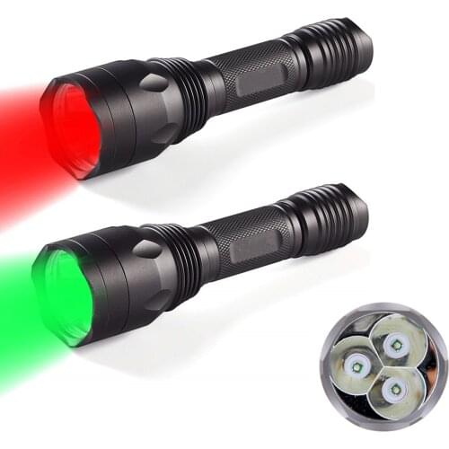Linterna 3 LEDs Cree XP-E2 Flashlights & Torches Green Light Red Light Aluminum Rat Tail Switch Weapon Gun Outdoor Hunting 18650