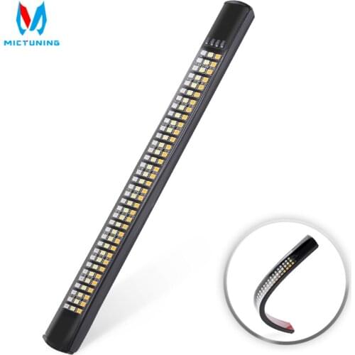 MICTUNING 9.6" Motorcycle Tail Light Triple LED Light Strip Bendable Plate Multifunctional Sequential Turn Signal Running Lights