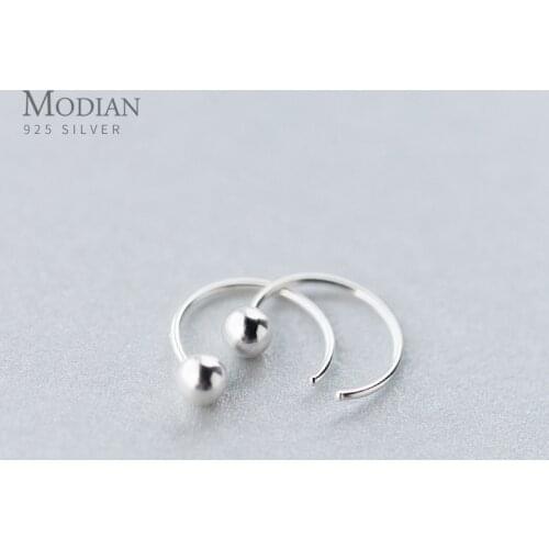 Modian Round Beads Hoop Earrings for Women Simple Charm 925 Sterling Silver Wedding Engagement Jewelry Brand Female Gifts