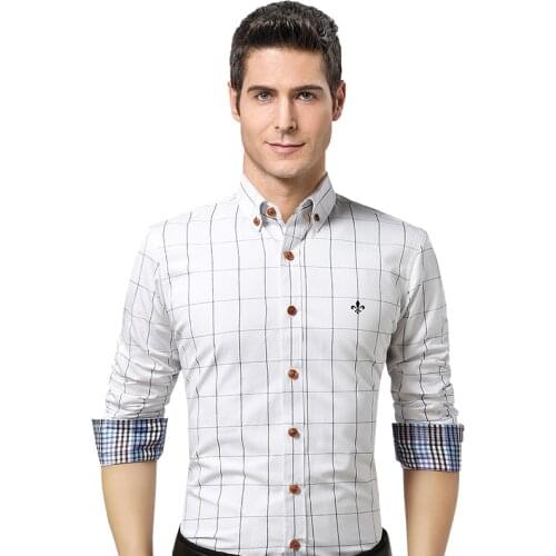 Dudalinas Male Shirt Brand Clothing Mens Long Sleeve Shirt 2021 Summer Plaid Slim Fit Shirt Plus Size Casual Shirt Men Clothes